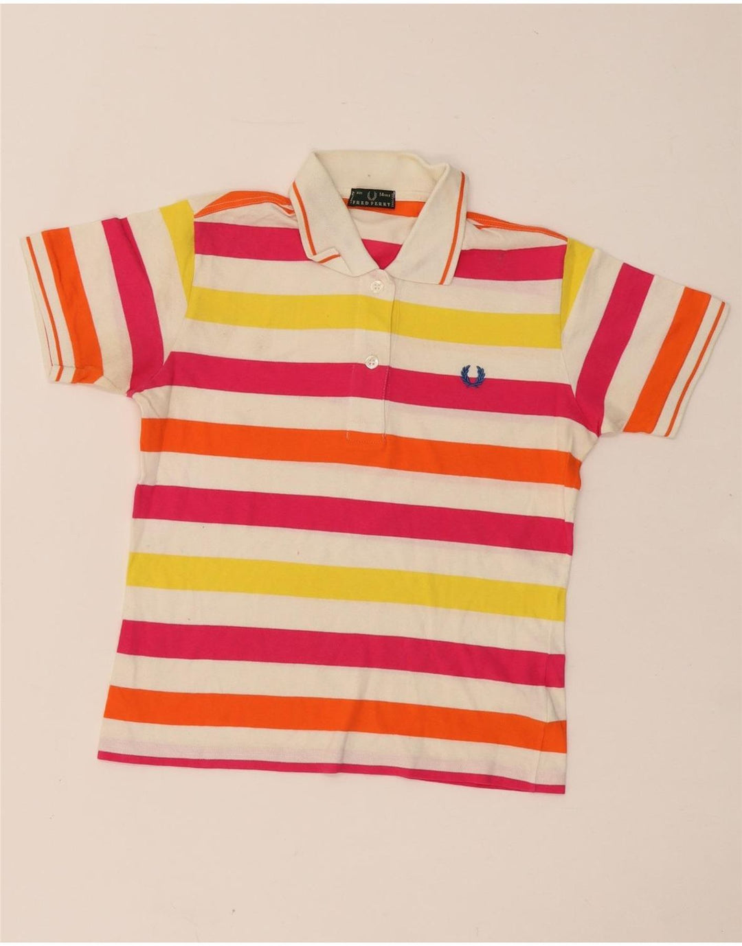 FRED PERRY Girls Rugby Polo Shirt 13-14 Years Multicoloured Striped Cotton
