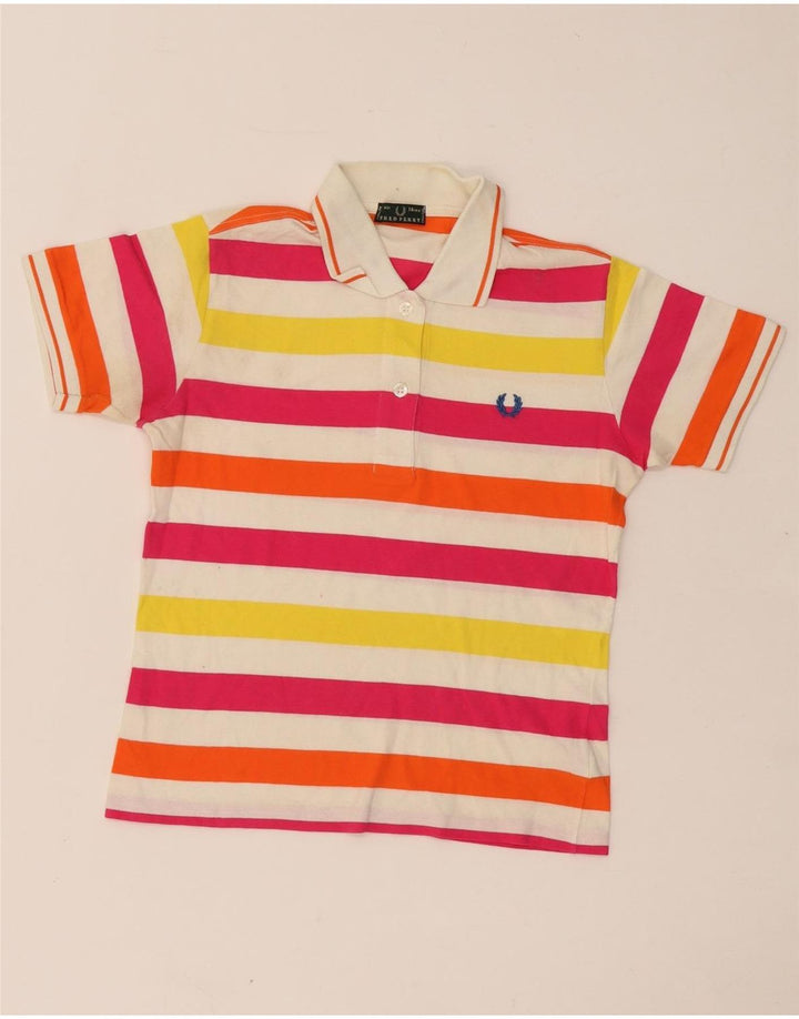 FRED PERRY Girls Rugby Polo Shirt 13-14 Years Multicoloured Striped Cotton