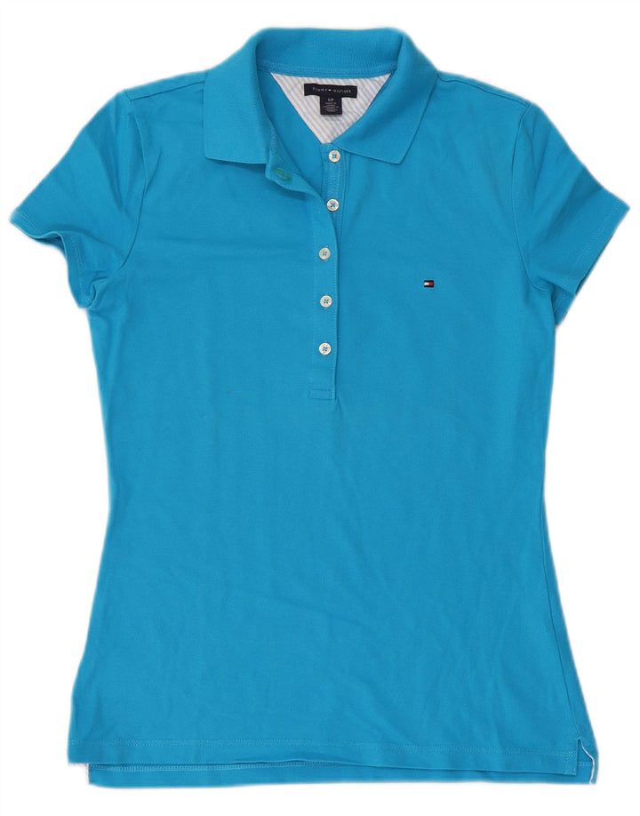 TOMMY HILFIGER Womens Polo Shirt UK 10 Small Blue Cotton
