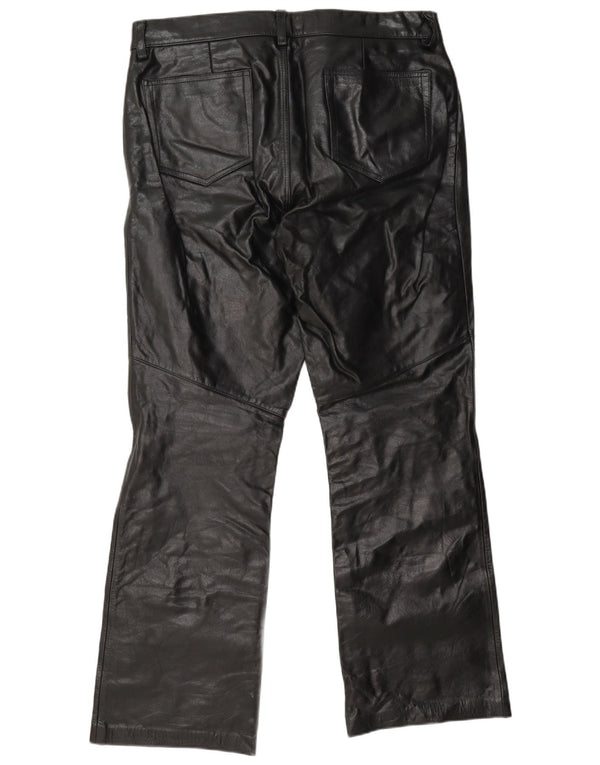 Vintage Womens Leather Trousers UK 16 Large W34 L32 Black