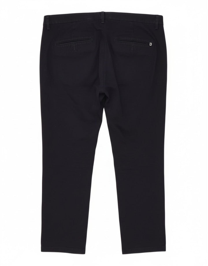 Dondup Mens Slim Chino Trousers W38 L27 Navy Blue Cotton