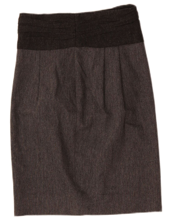 Zara Womens High Waist Pencil Skirt Small W26  Grey Colourblock