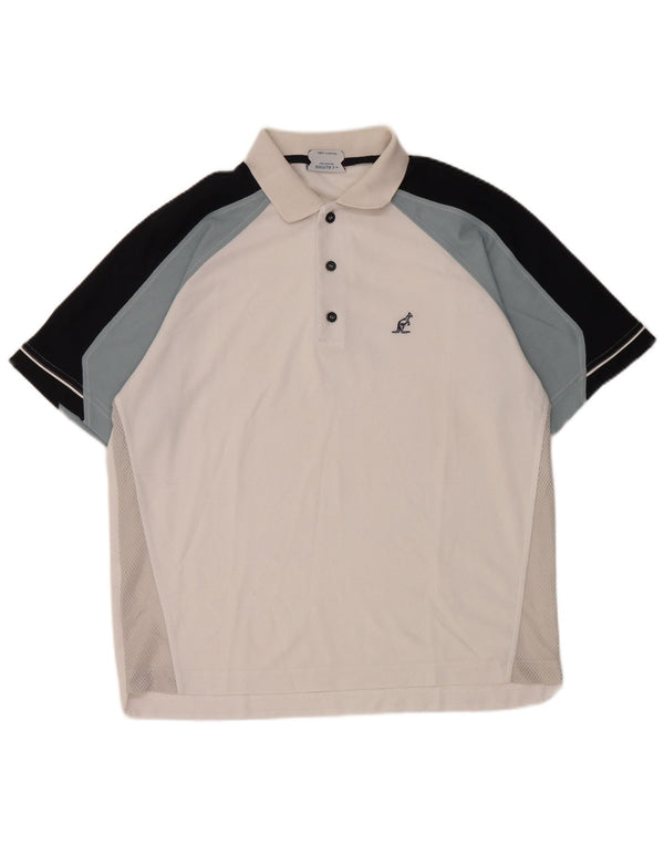 AUSTRALIAN L'ALPINA Mens Polo Shirt Large White Colourblock Polyester