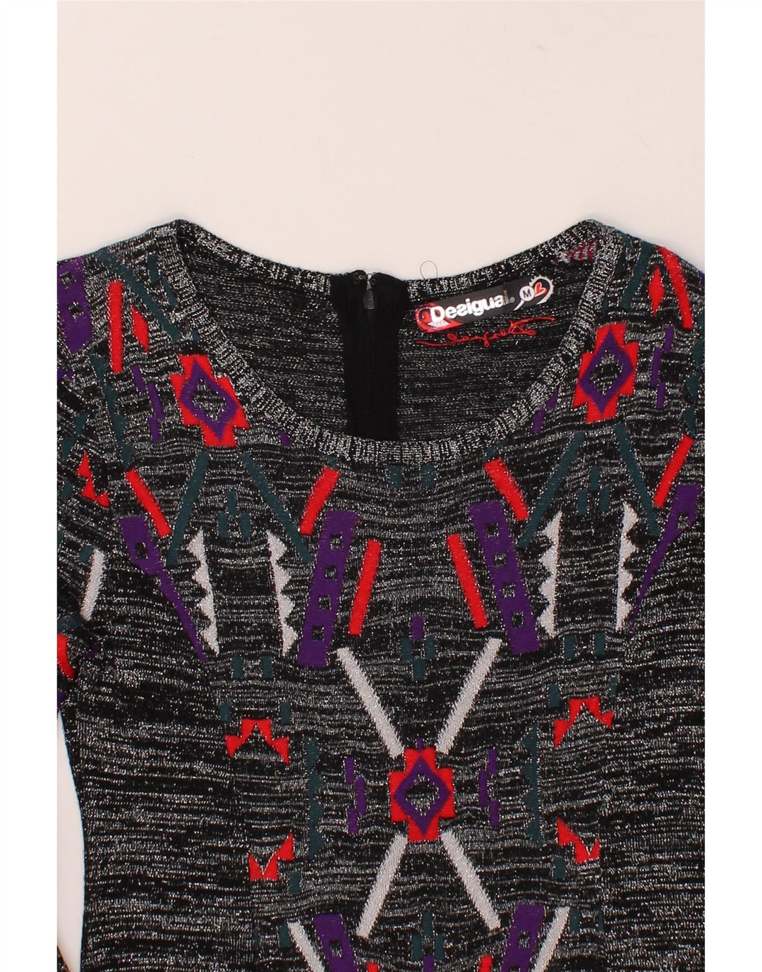 DESIGUAL Womens Abstract Pattern Jumper Dress UK 12 Medium Grey Vintage Desigual and Second-Hand Desigual from Messina Hembry 