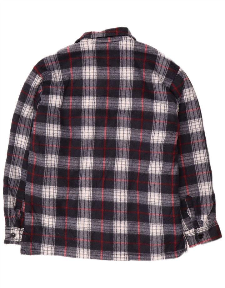 Vintage Mens Utility Jacket UK 44 2XL Navy Blue Check Cotton