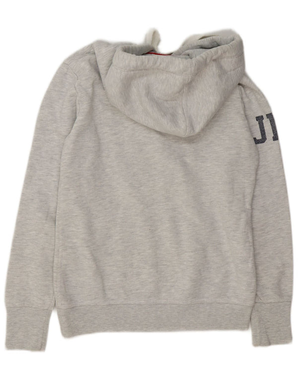 Superdry Womens Graphic Hoodie Jumper UK 12 Medium Grey Flecked Cotton