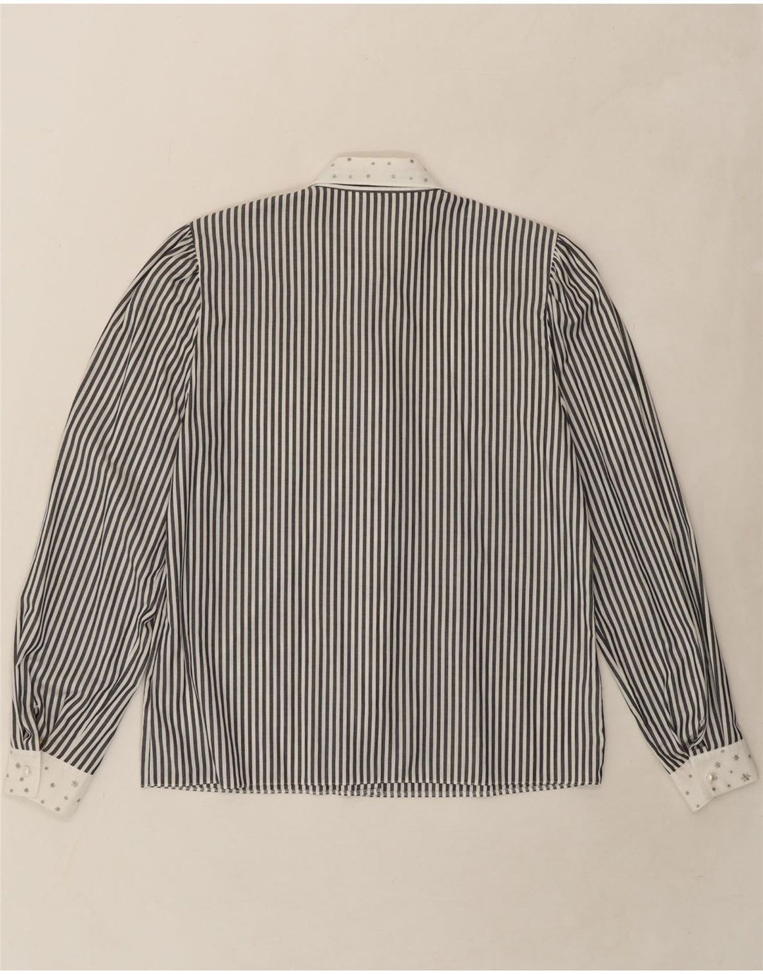 LADY H. Womens Shirt EU 38 Medium Black Pinstripe Cotton Vintage LADY H. and Second-Hand LADY H. from Messina Hembry 