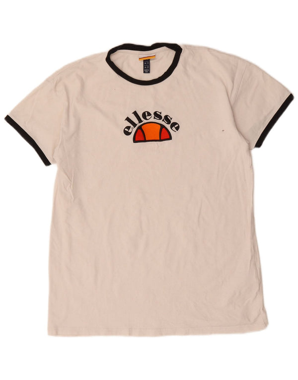 Ellesse Womens Graphic T-Shirt Top UK 8 Small  White Cotton