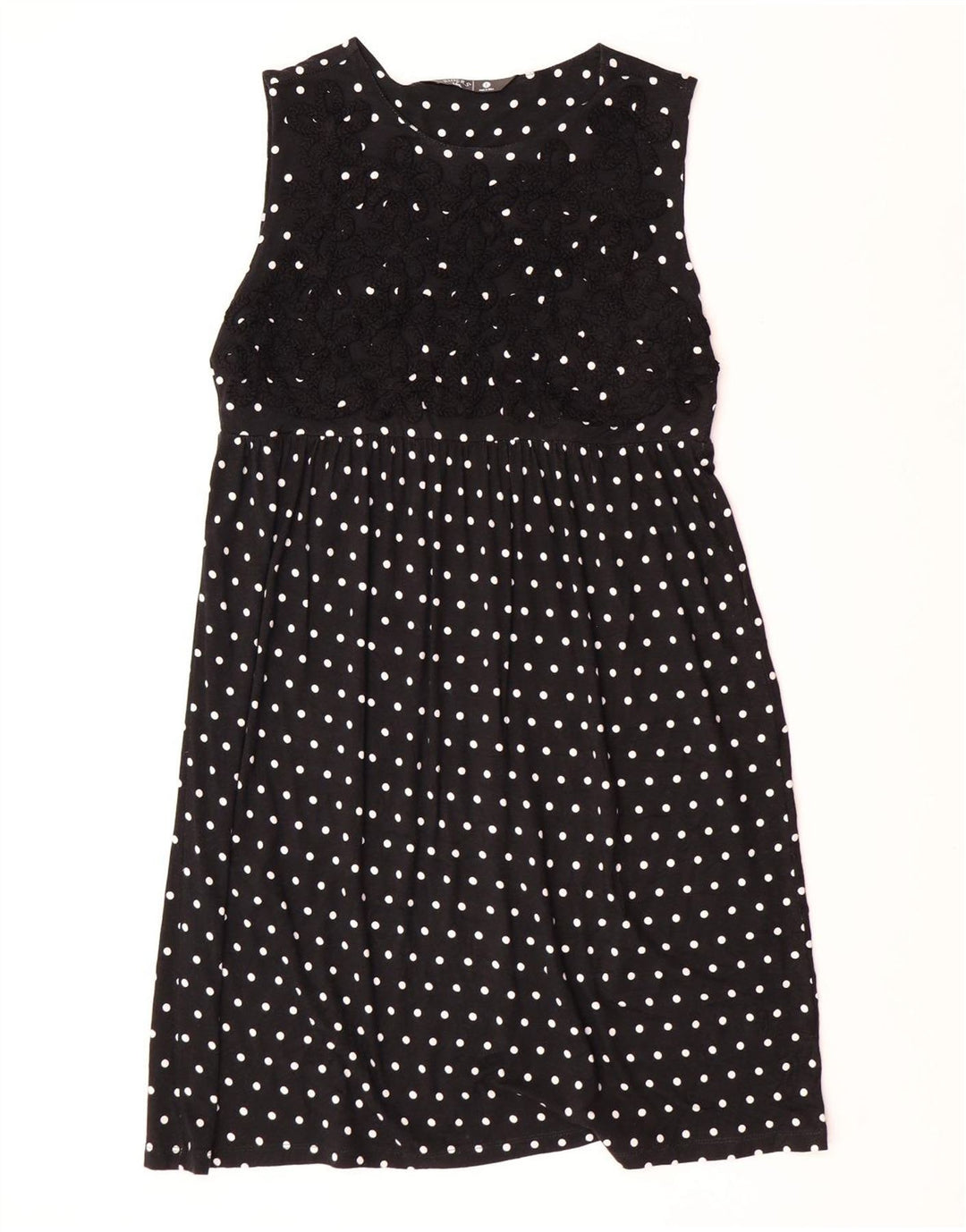 LEE Womens Riders Sleeveless A-Line Dress UK 14 Large Black Polka Dot