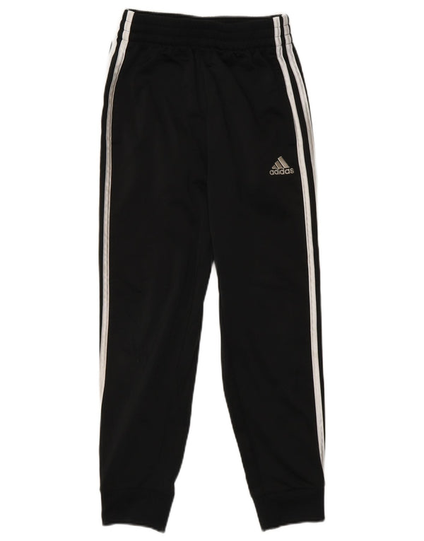 Adidas Boys Tracksuit Trousers Joggers 7-8 Years Small Black Polyester
