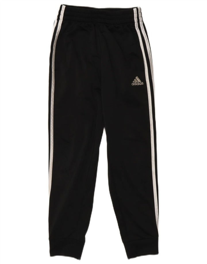Adidas Boys Tracksuit Trousers Joggers 7-8 Years Small Black Polyester