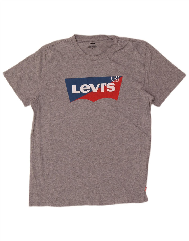 Levi's Mens Graphic T-Shirt Top Medium Grey Flecked Cotton