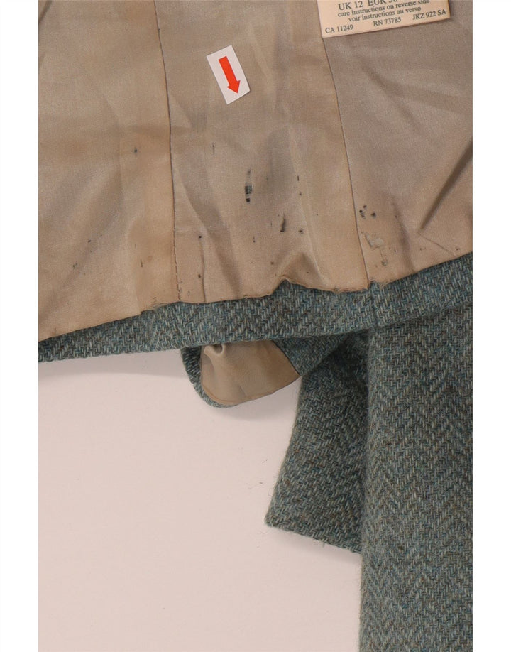 LAURA ASHLEY Womens Crop 3 Button Blazer Jacket UK 12 Medium  Blue Wool