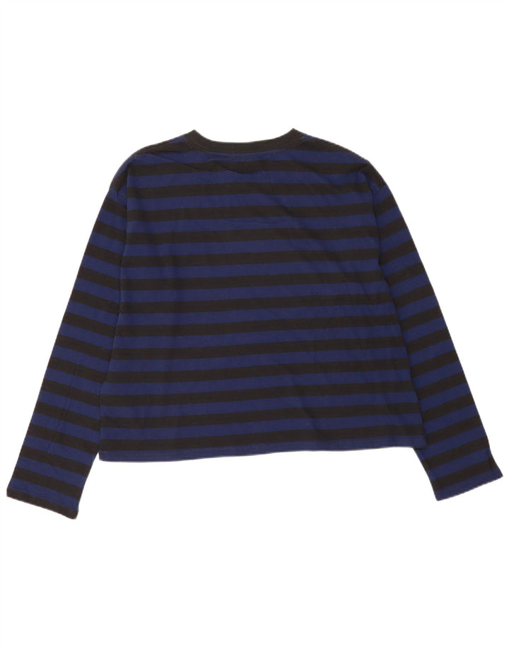 Levi's Womens Oversized Top Long Sleeve UK 14 Medium Navy Blue Striped