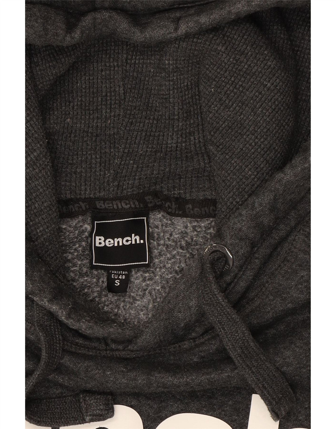 BENCH Mens Graphic Hoodie Jumper Small Grey Cotton