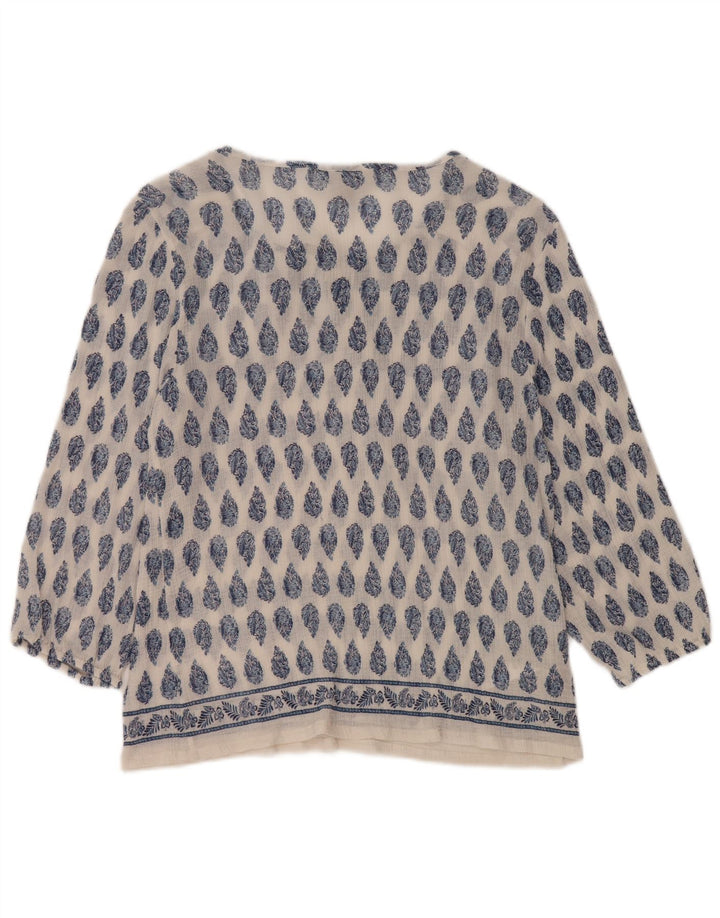 TOMMY BAHAMA Womens 3/4 Sleeve Blouse Top UK 16 Large White Paisley Cotton