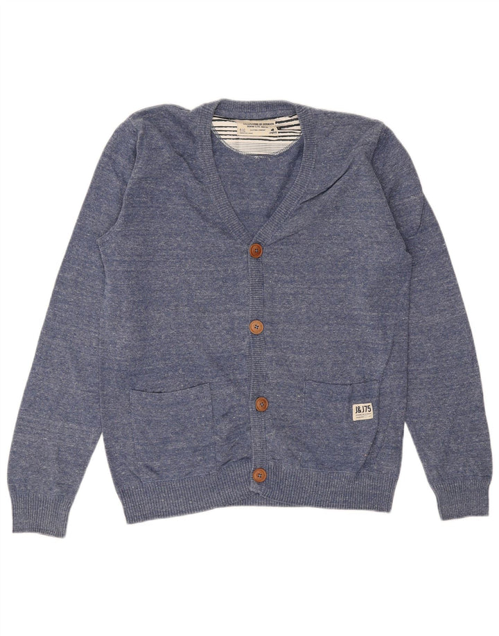 JACK & JONES Mens Cardigan Sweater Medium Blue Cotton