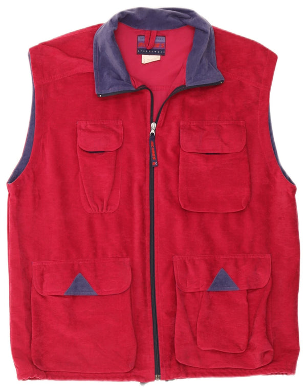 MC Kee's Mens Sleeveless Velour Tracksuit Top Jacket Large Pink Colourblock