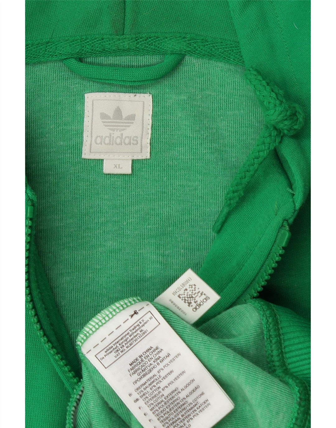 ADIDAS Mens Zip Hoodie Sweater XL Green Cotton