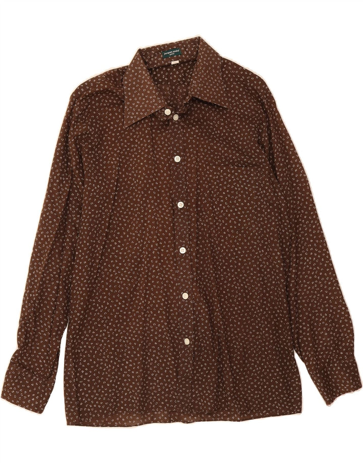 VINTAGE Mens Shirt Size 42 Large Brown Spotted Cotton Vintage Vintage and Second-Hand Vintage from Messina Hembry 
