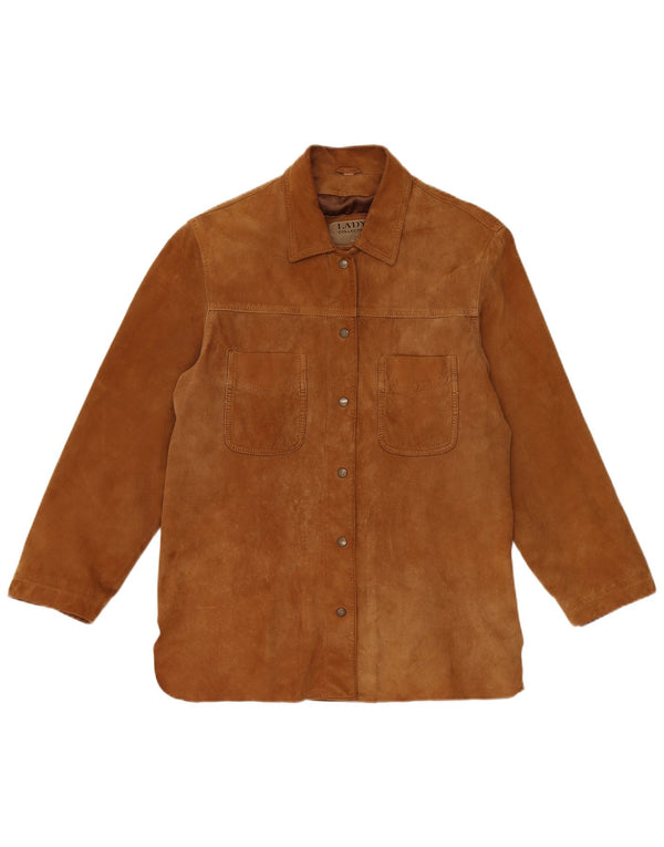Vintage Womens Suede Jacket IT 42 Medium Brown Leather