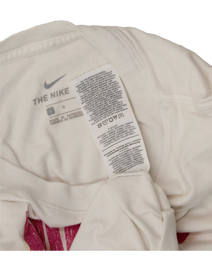 NIKE Mens Graphic T-Shirt Top Large White Cotton Vintage Nike and Second-Hand Nike from Messina Hembry 