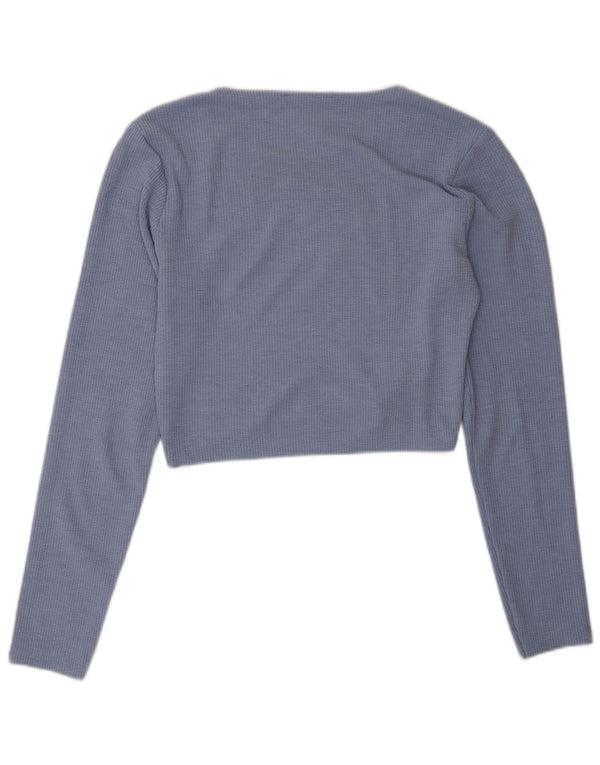 Zara Womens Crop Top UK 12 Medium Blue Polyester