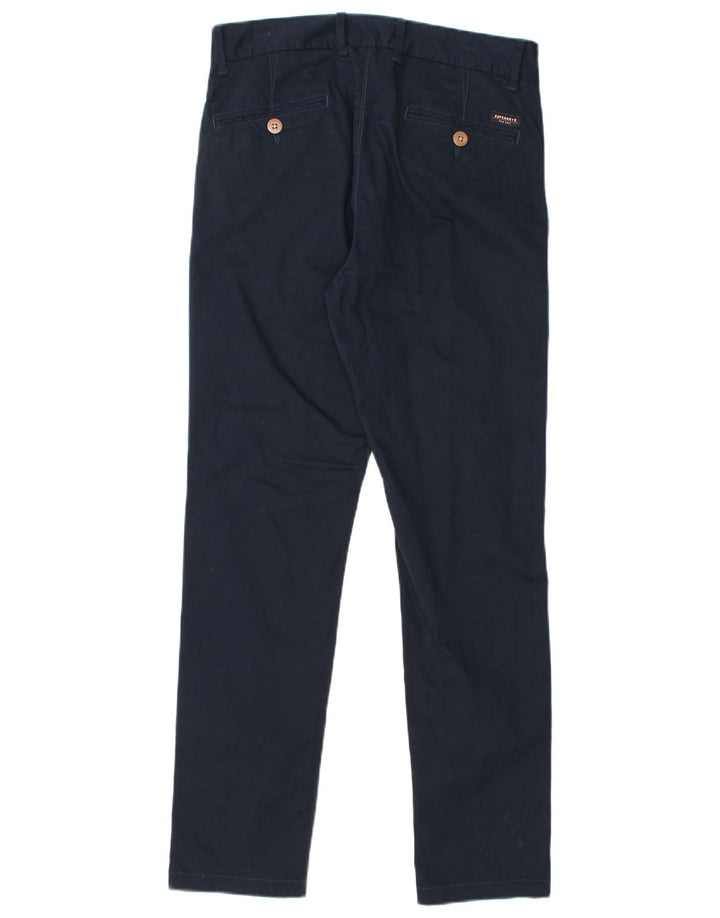 Superdry Mens Slim Chino Trousers W30 L30 Navy Blue Cotton