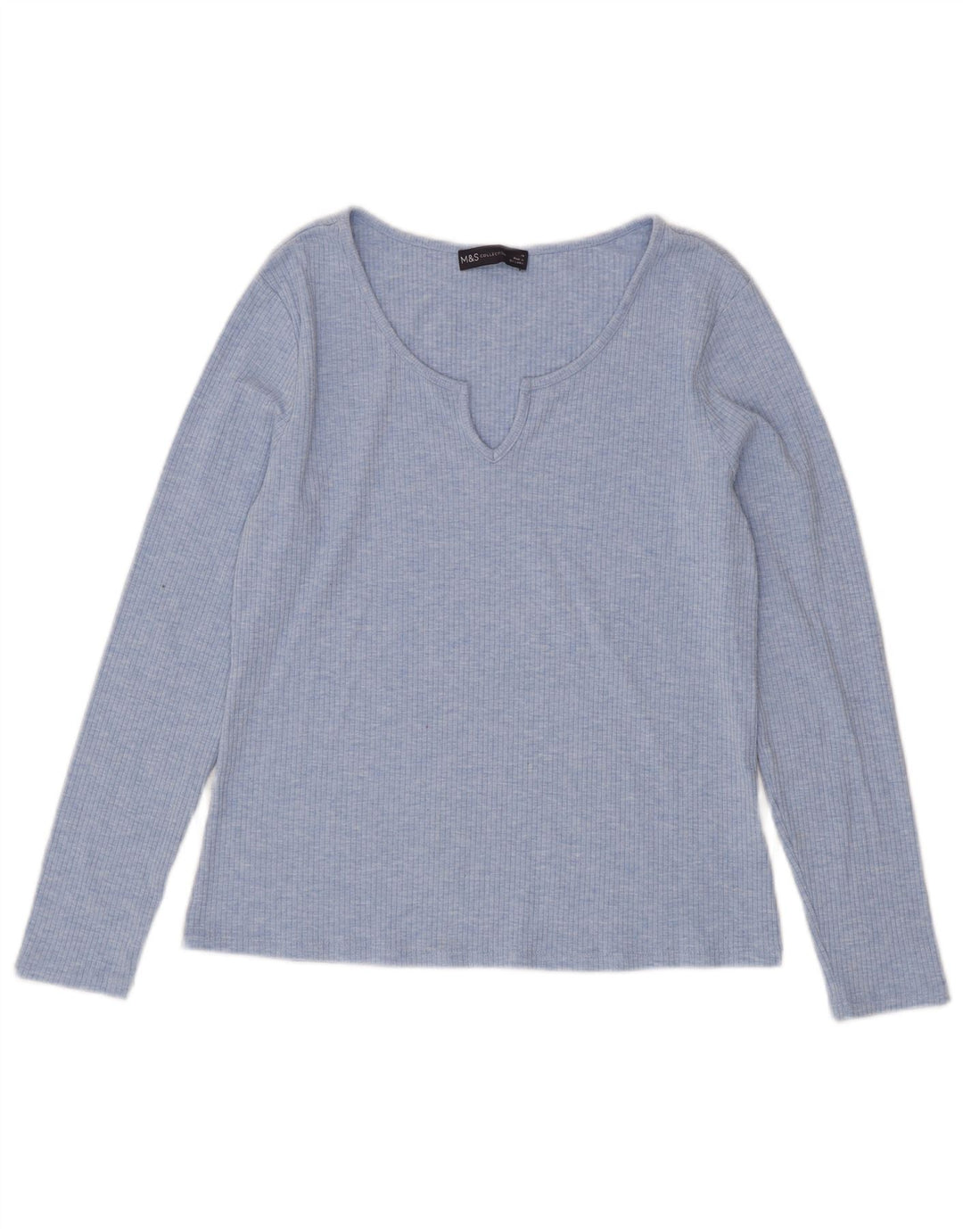 Marks & Spencer Womens Top Long Sleeve UK 14 Large  Blue Polyester