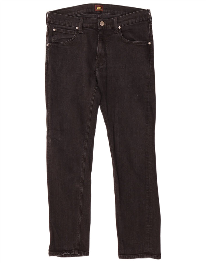 LEE Womens Daren Zip Fly Straight Jeans W31 L30 Black Cotton