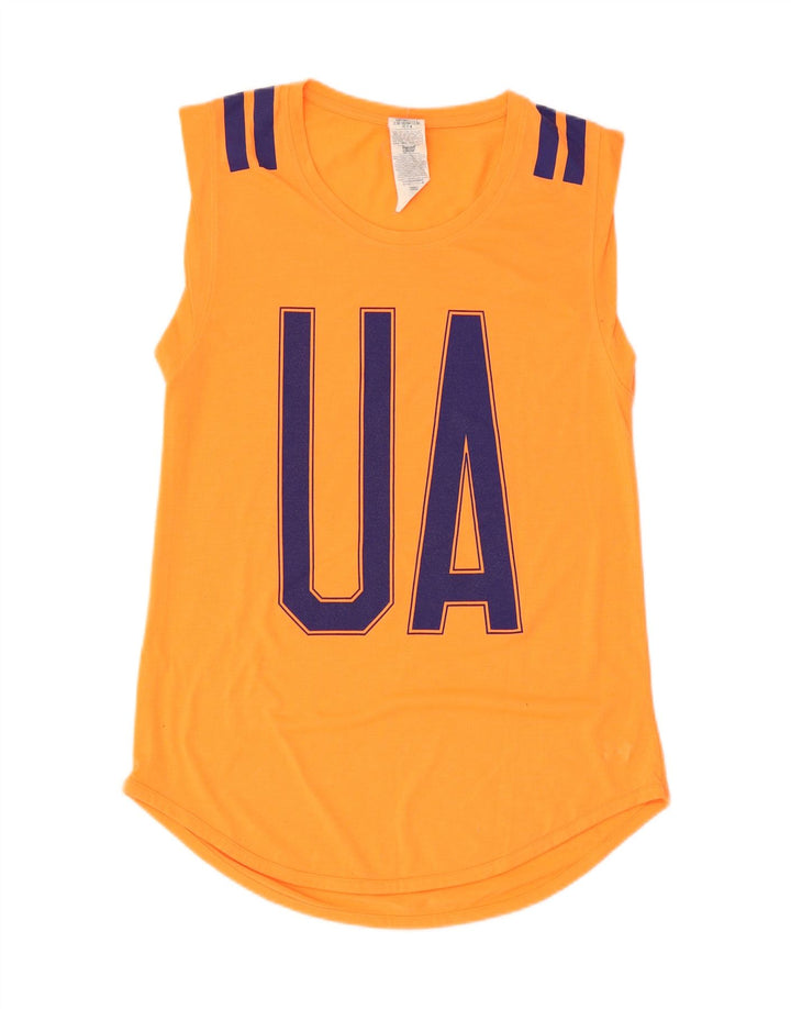 UNDER ARMOUR Womens Heat Gear Graphic Vest Top UK 12 Medium Orange
