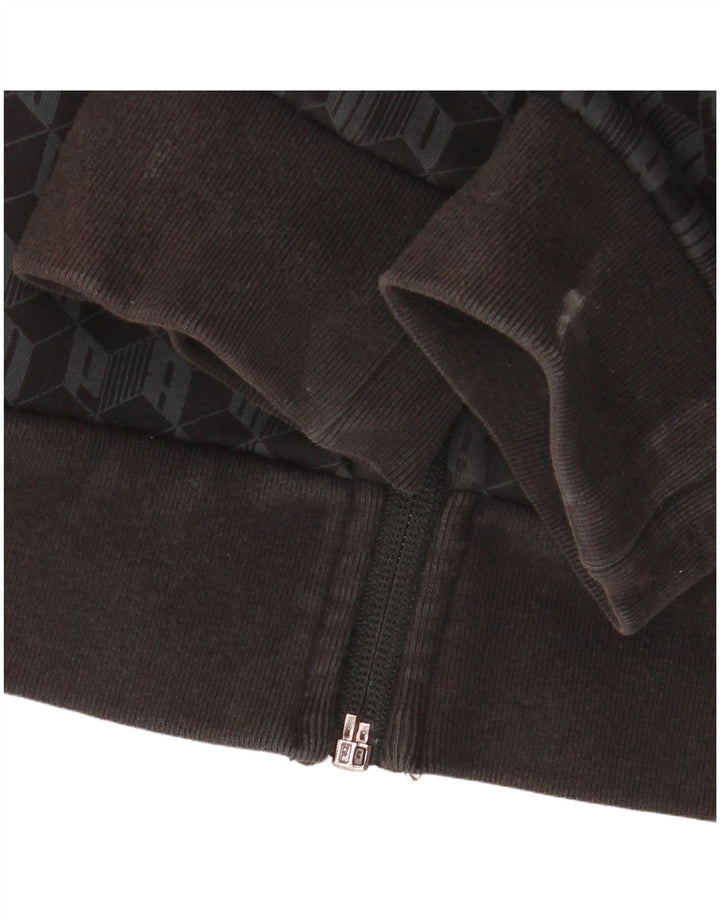 Puma Mens Graphic Tracksuit Top Jacket Large Black Geometric Cotton