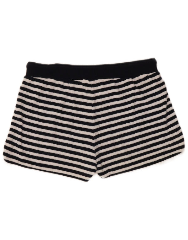 SUPERDRY Womens Sport Shorts UK 10 Small Navy Blue Striped Cotton