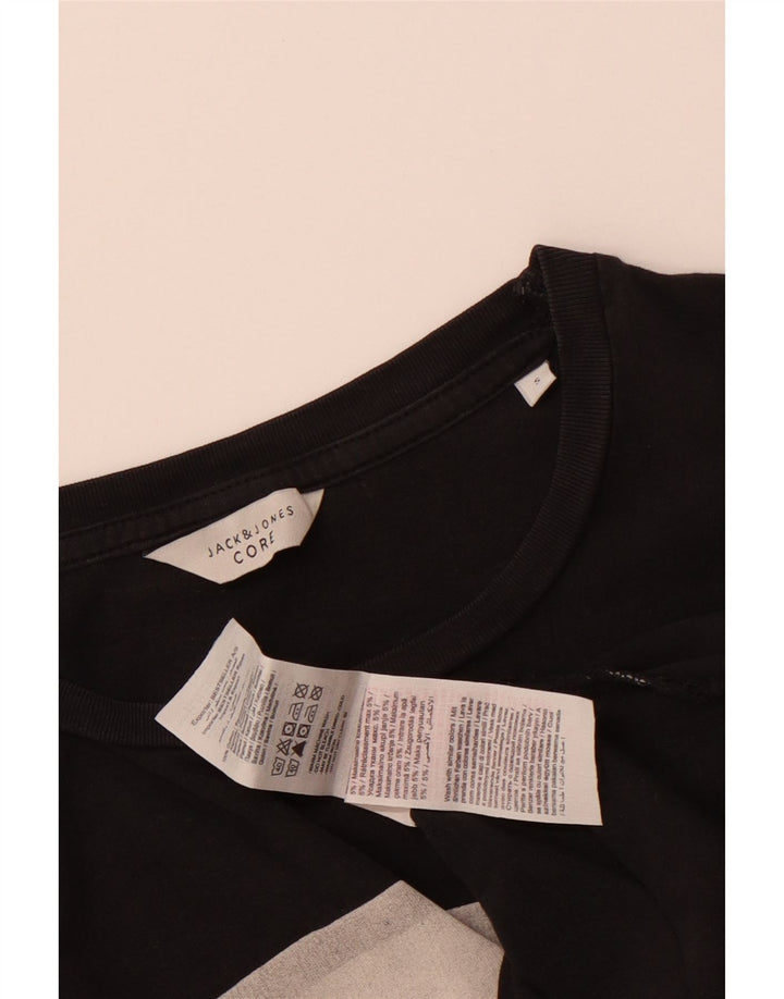 Jack & Jones Mens Graphic T-Shirt Top Small Black Cotton