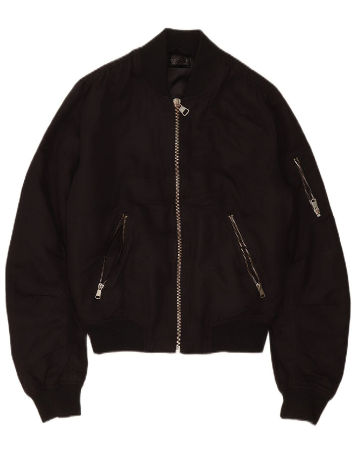 Topshop Womens Oversized Bomber Jacket UK 6 XS Black Polyester