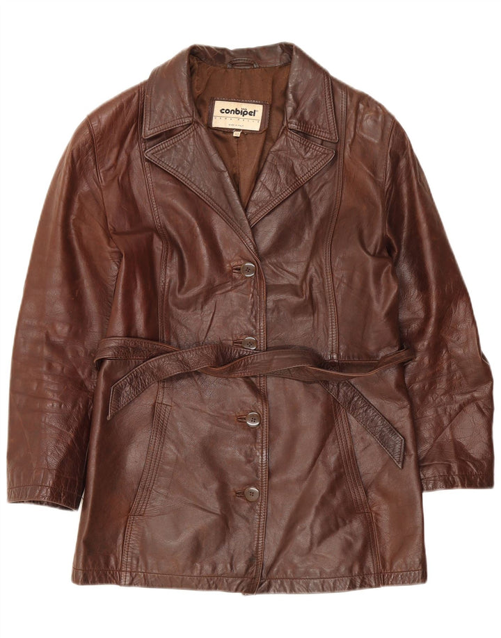 Conbipel Womens Leather Jacket IT 42 Medium Brown Leather