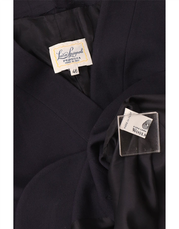 Luisa Spagnoli Womens Double Breasted Blazer Jacket IT 46 Large Navy Blue