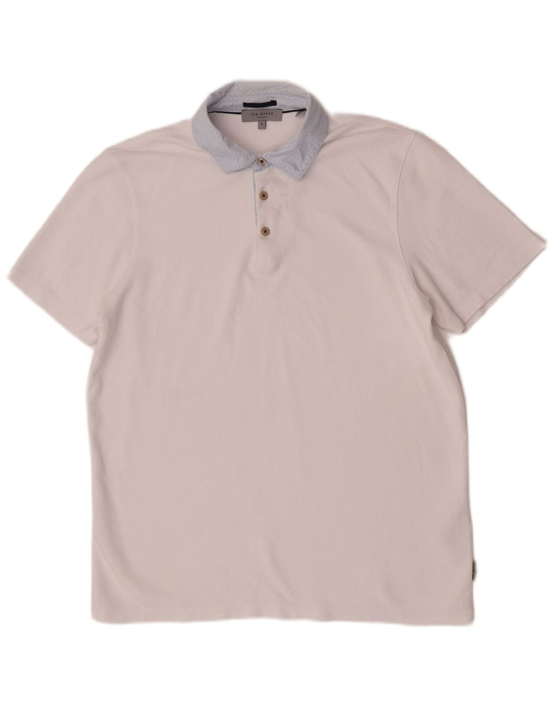Ted Baker Mens Polo Shirt Size 3 Medium White Viscose