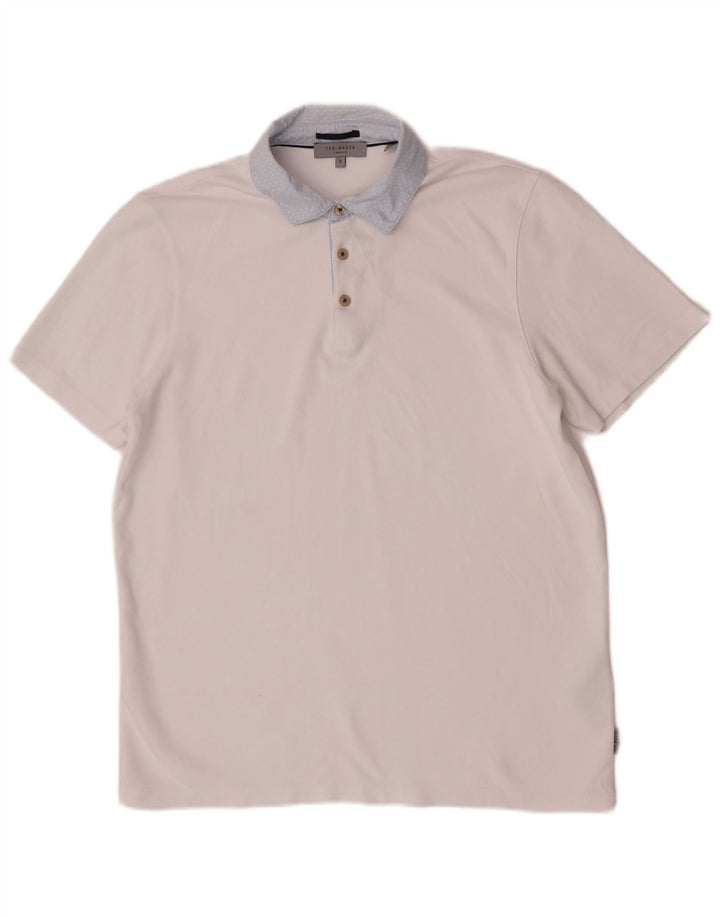 Ted Baker Mens Polo Shirt Size 3 Medium White Viscose