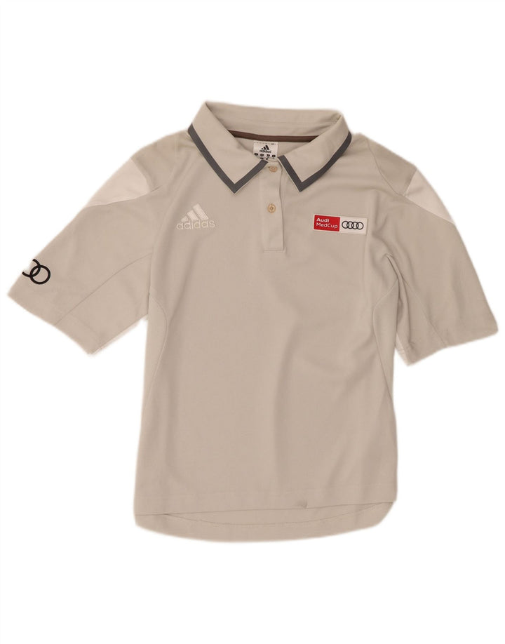 Adidas Womens Graphic Polo Shirt UK 14 Medium Grey Polyester
