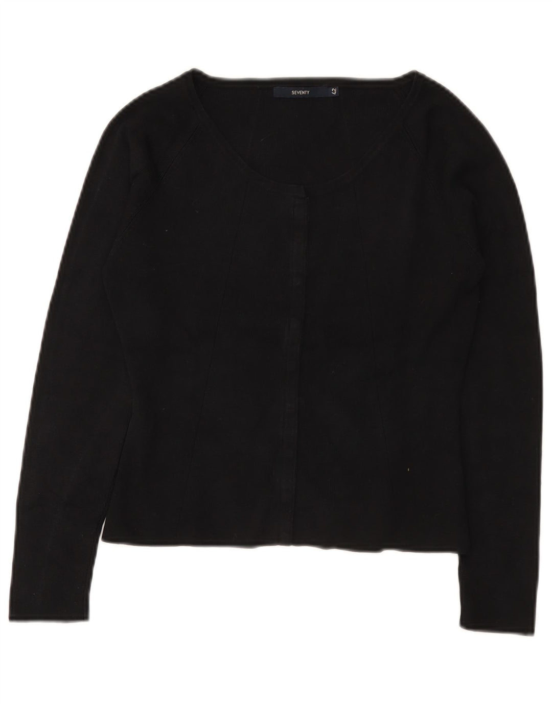 Seventy Womens Crop Cardigan Sweater IT 42 Medium Black Silk
