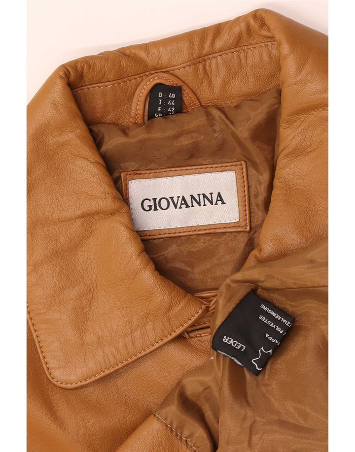 Womens Leather Jacket UK 14 Large Beige