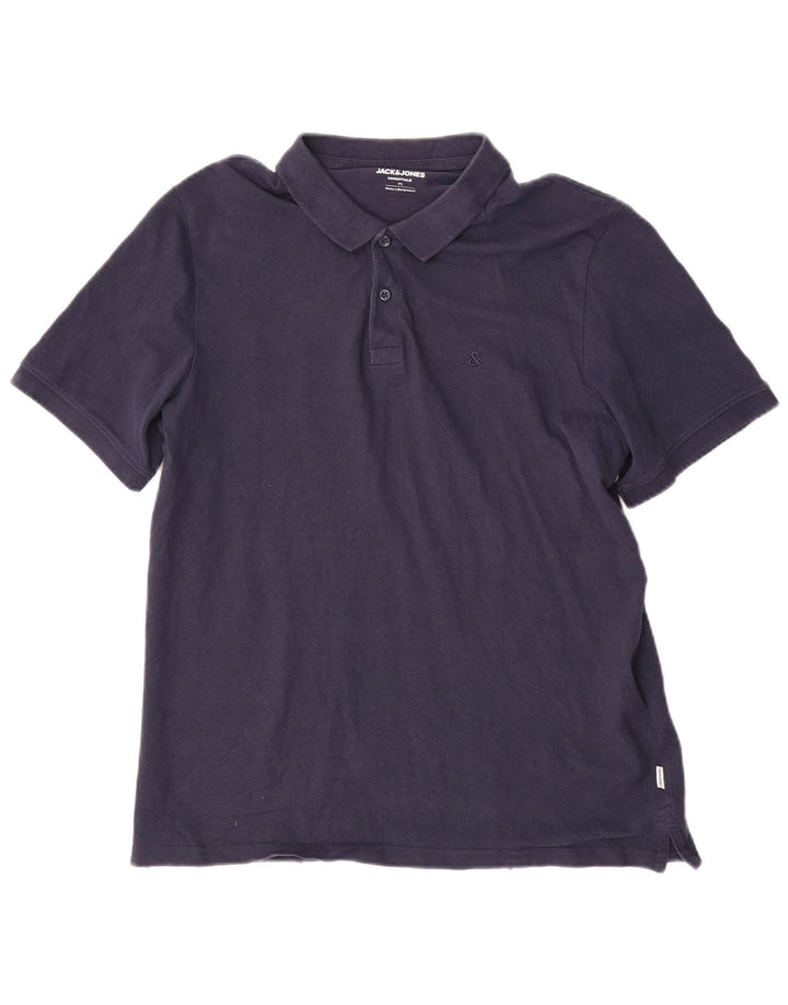 Jack & Jones Mens Polo Shirt Medium Navy Blue Cotton