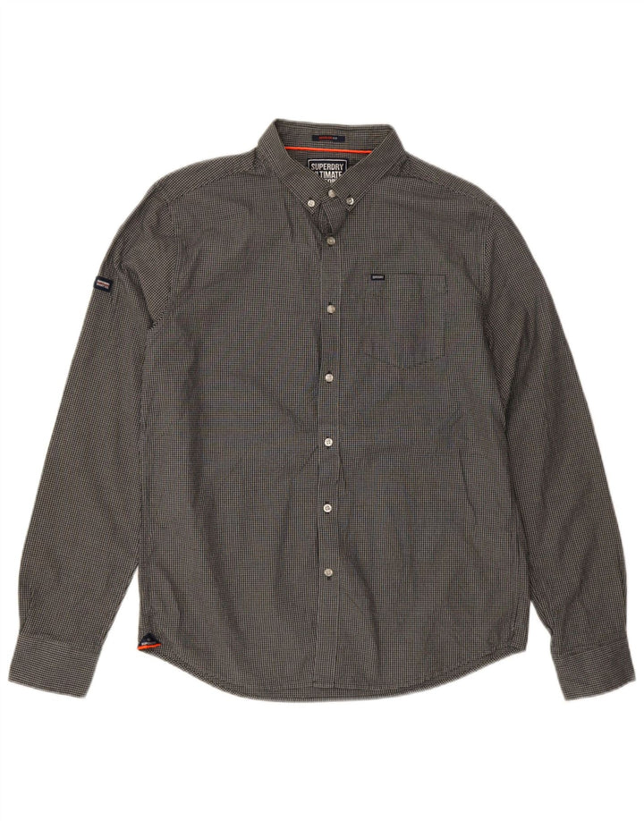 Superdry Mens Regular Fit Shirt Large Grey Check Cotton