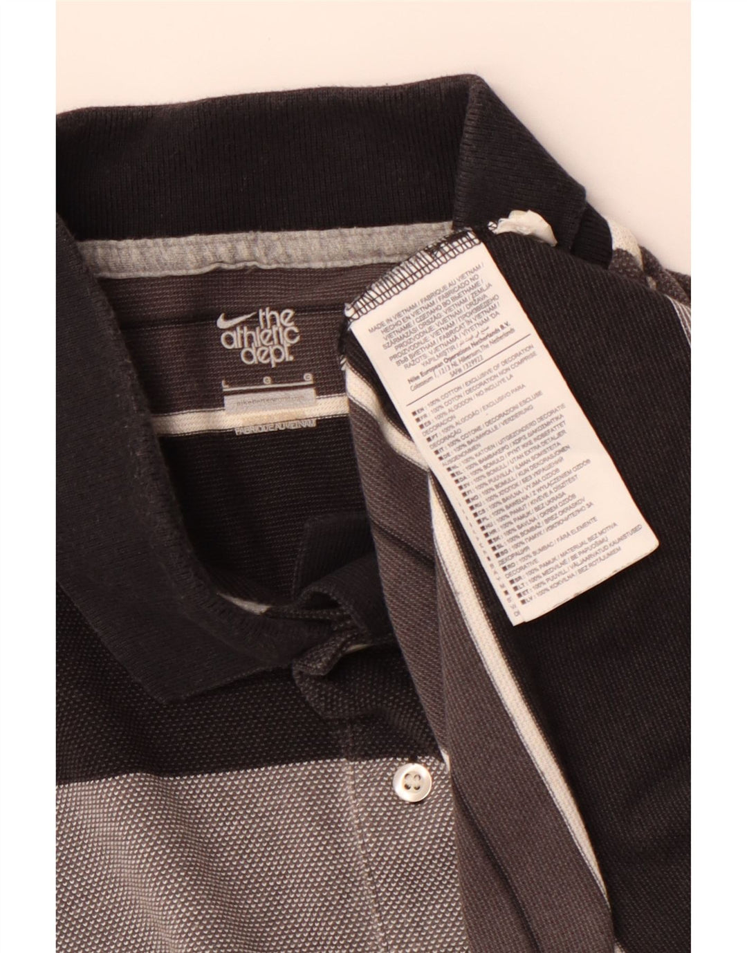 NIKE Mens Polo Shirt Large Grey Striped Cotton