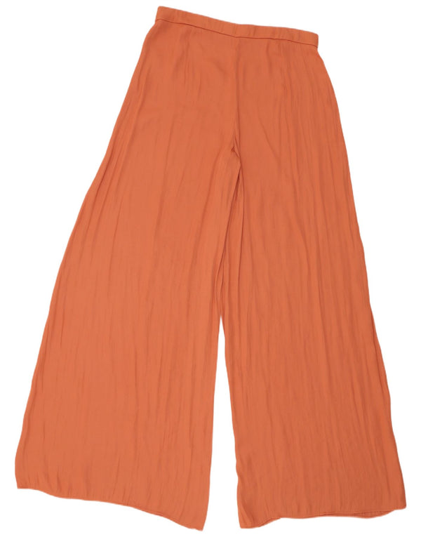 Zara Womens High Waist Wide Leg Trousers Large W30 L35 Orange Polyester