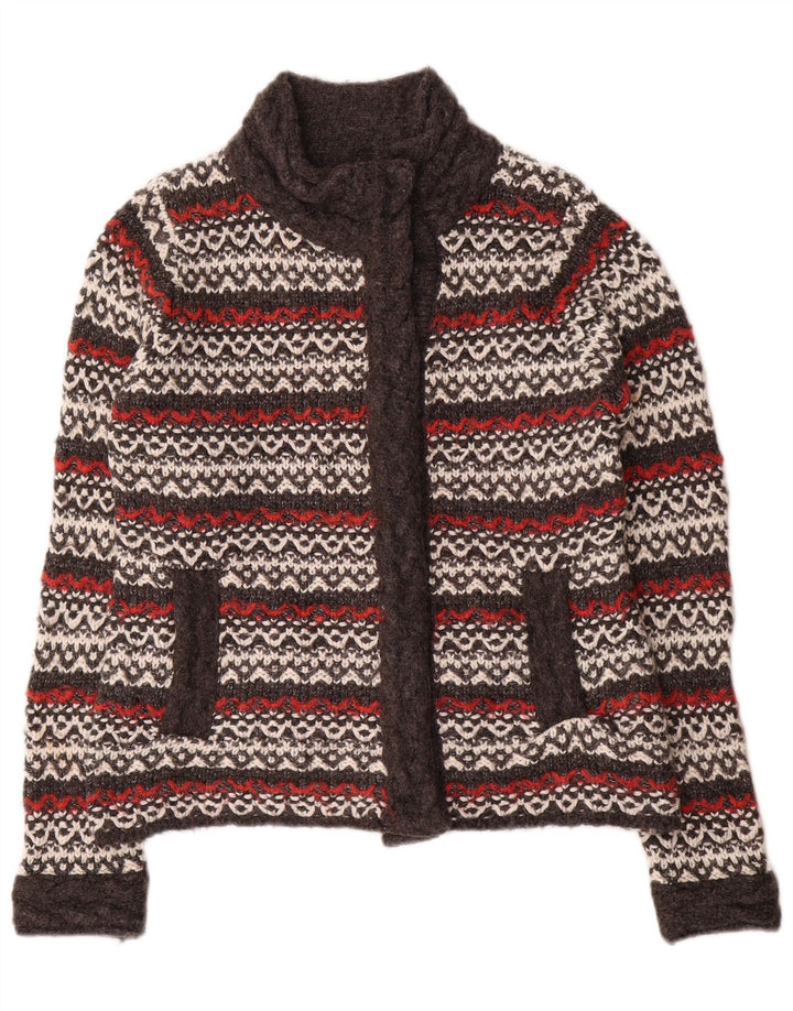 Per Una Womens Cardigan Sweater UK 14 Medium Grey Striped Acrylic