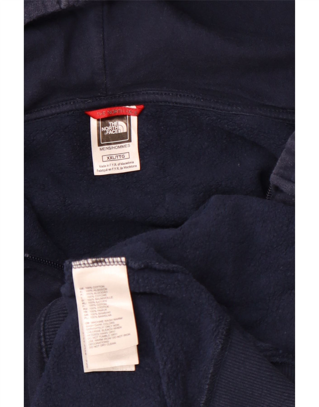 THE NORTH FACE Mens Zip Hoodie Sweater 2XL Navy Blue Cotton