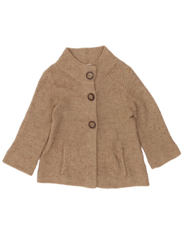 Marks & Spencer Womens 3/4 Sleeve Cardigan Sweater UK 12 Medium Beige