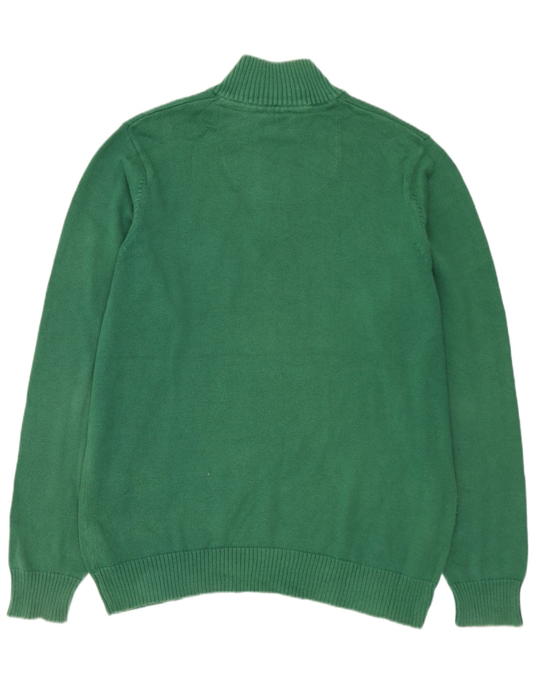 MARKS & SPENCER Mens Zip Neck Jumper Sweater Medium Green Cotton